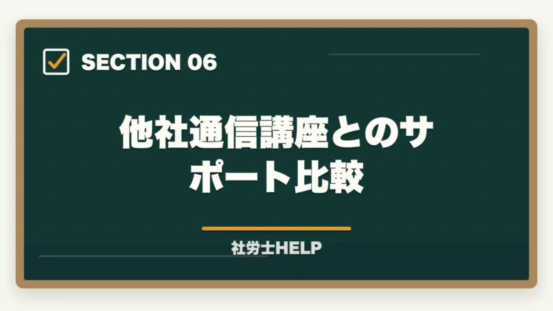 他社通信講座とのサポート比較｜クレアール社労士講座のサポート・質問対応は充実している？徹底調査レポートの図解