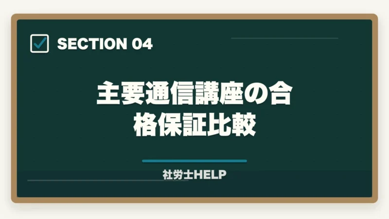 主要通信講座の合格保証比較｜クレアール社労士の合格保証・受験延長制度を完全解説｜不合格時の費用・条件【2026年】の図解