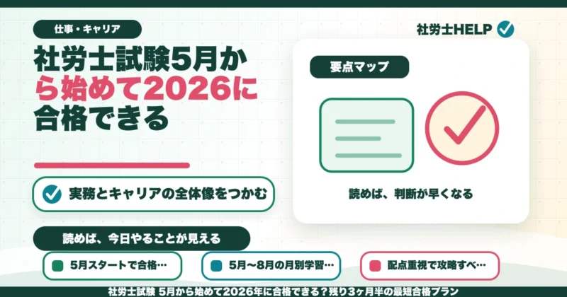 社労士試験 5月から始めて2026年に合格できる？残り3ヶ月半の最短合格プランのアイキャッチ画像