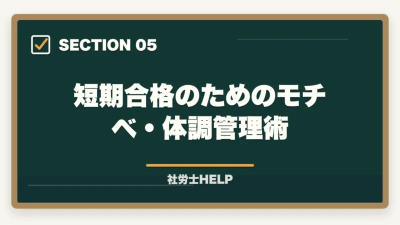短期合格のためのモチベ・体調管理術｜社労士試験 5月から始めて2026年に合格できる？残り3ヶ月半の最短合格プランの図解