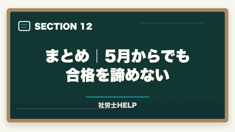 まとめ｜5月からでも合格を諦めない｜社労士試験 5月から始めて2026年に合格できる？残り3ヶ月半の最短合格プランの図解